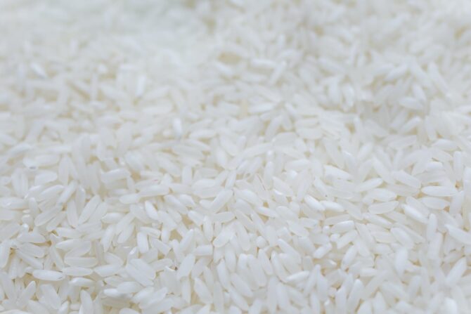 close up photo of white rice grains